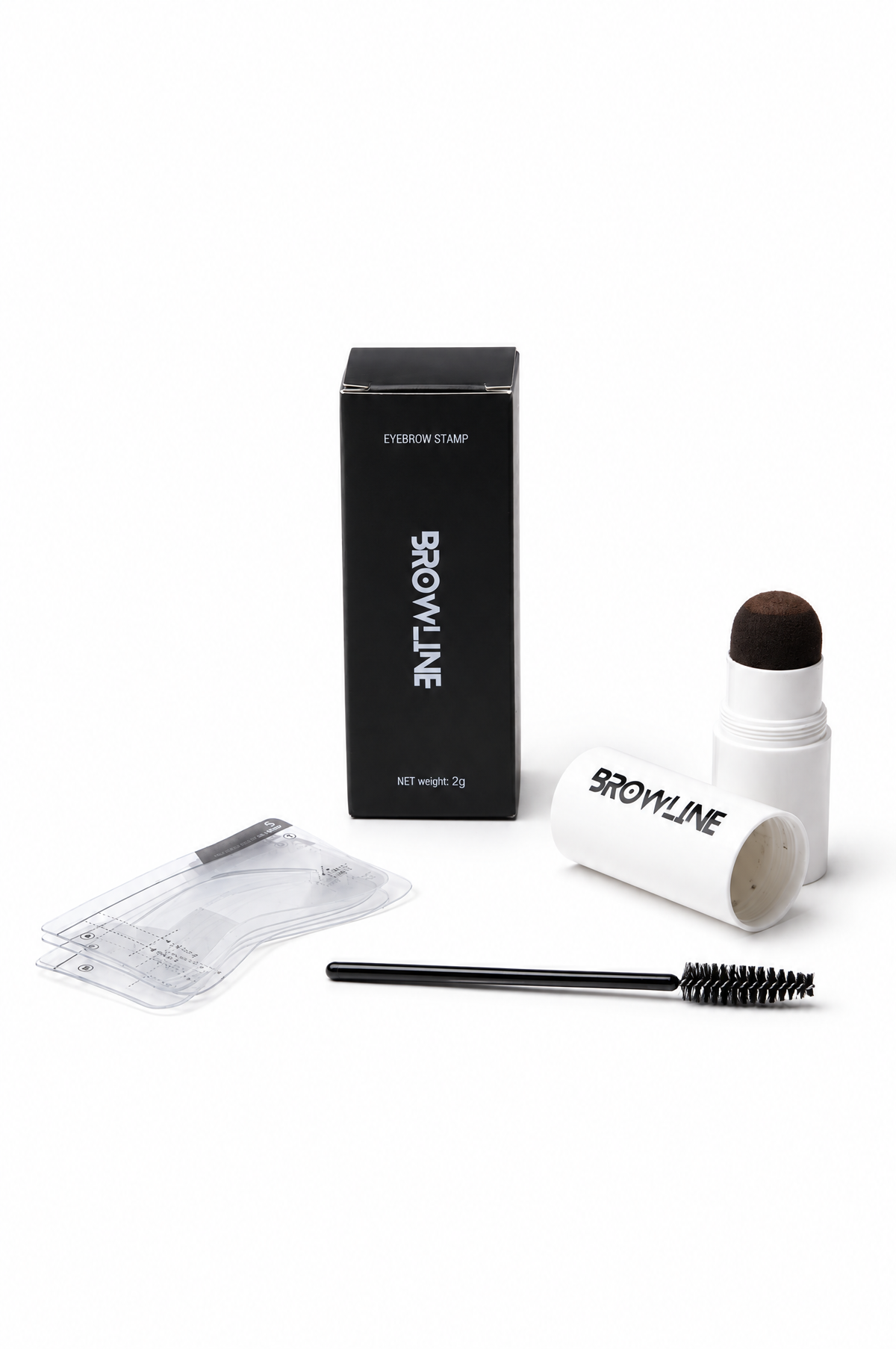 Browline eyebrow stamp kit with box, stencils and brush